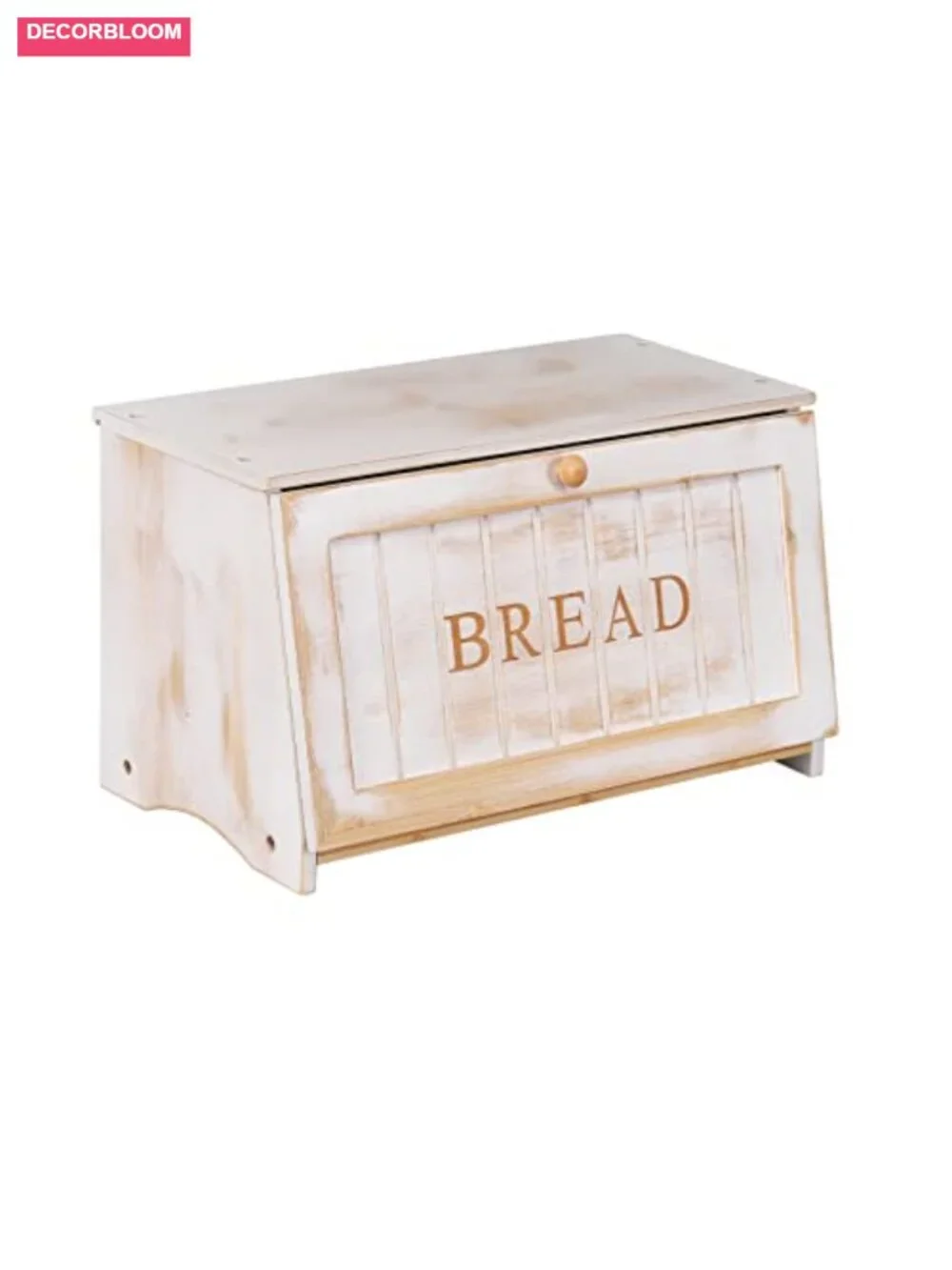 Vintage Wood Bread Box for Kitchen Counter, Food Storage Bin with Bamboo Panels
